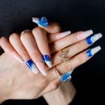 Faux Ongles Bleu et Blanc | OnglesOnline